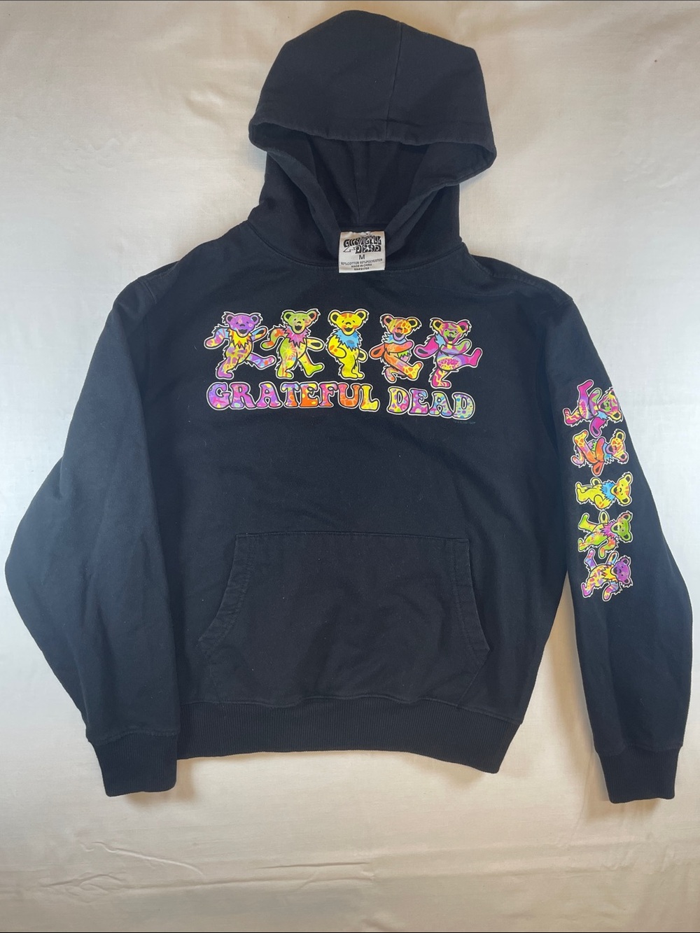 Grateful Dead Black Hoodie with Multicolor Dancing Bears